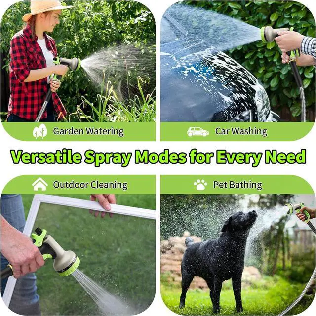 Alt view image 6 of 7 - GOXAWEE Garden Hose 50FT, Stainless Steel Heavy Duty Water Hose With 10 Function Nozzle, No-Kink, Tough & Flexible, Sturdy and Lightweight, Rust Proof for Yard, Outdoor, RV