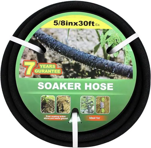 Main image of Taisia 5/8" Soaker Hose 30 ft Round Rubber Garden Soaker Hoses, Heavy Duty Drip Hose for Watering Irrigation, Water Seeper Soaker Hoses for Garden, Lawn and Plants