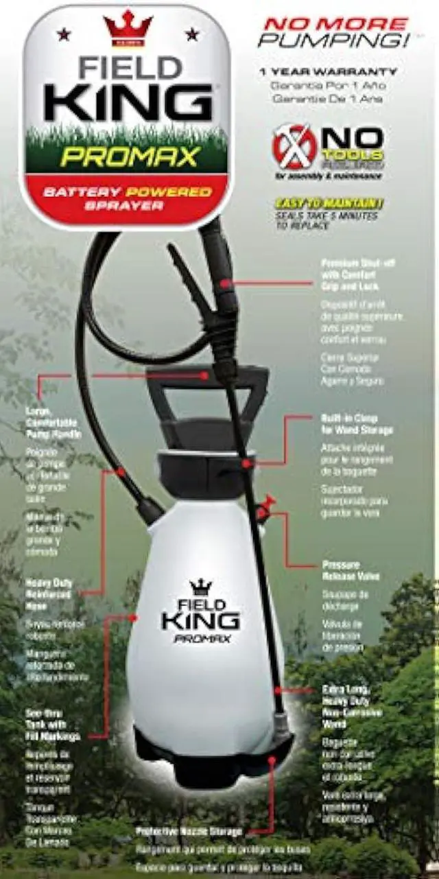 Alt view image 4 of 6 - Field King 190571 Lithium-Ion Battery Powered Pump Zero Technology Sprayer, 2-Gal, White