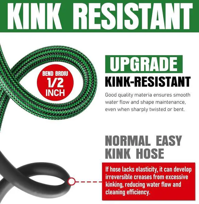 Alt view image 4 of 7 - NON-EXPANDABLE Garden Hose 25ft, Heavy Duty Flexible Water Hose, Kink Resistant Lightweight Hybrid Hose with Durable Fabric Skin, Leakproof Hose Male to Female Fittings