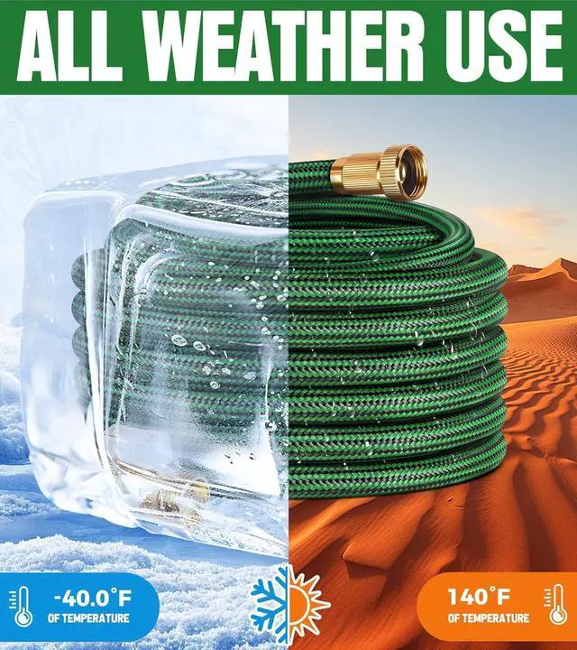 Alt view image 5 of 7 - NON-EXPANDABLE Garden Hose 25ft, Heavy Duty Flexible Water Hose, Kink Resistant Lightweight Hybrid Hose with Durable Fabric Skin, Leakproof Hose Male to Female Fittings