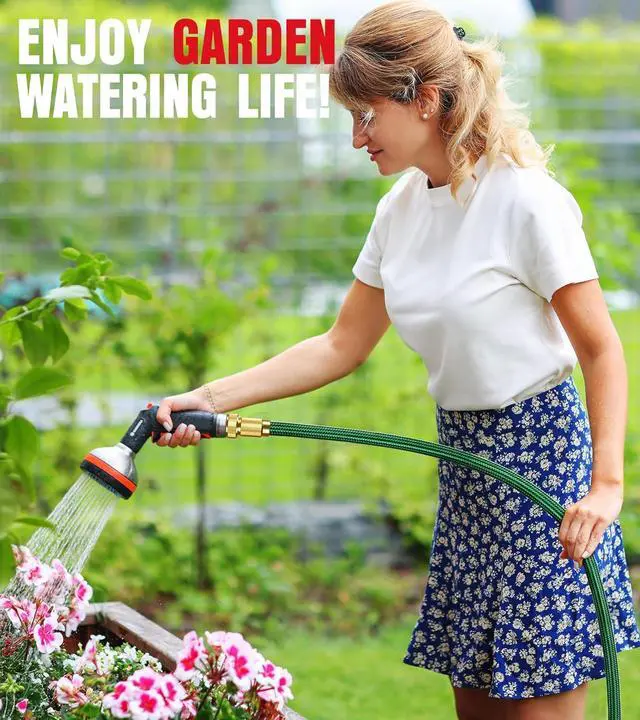 Alt view image 7 of 7 - NON-EXPANDABLE Garden Hose 25ft, Heavy Duty Flexible Water Hose, Kink Resistant Lightweight Hybrid Hose with Durable Fabric Skin, Leakproof Hose Male to Female Fittings