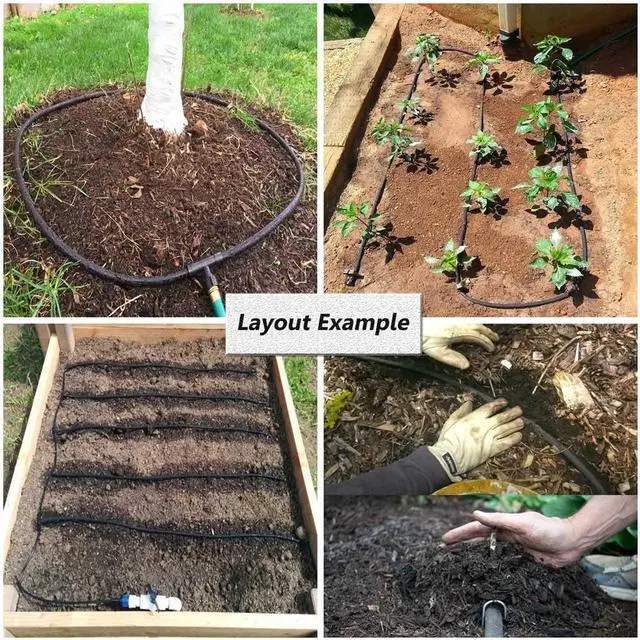 Alt view image 7 of 7 - Soaker Hose with Connector 5/8in Diameter 25FT 50FT Black Garden Water Hose Flower Bed and Lawn Lightweight Hose (50FT)