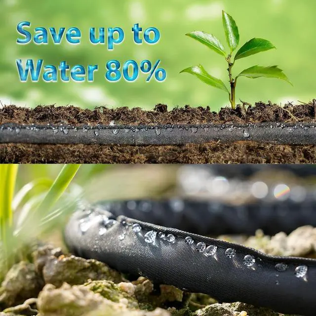 Alt view image 3 of 7 - Flat Soaker Hose 15 ft Save 70% Water, Leakproof Design Double Layer Sprinkler Hose Drip Hose for Garden Bed