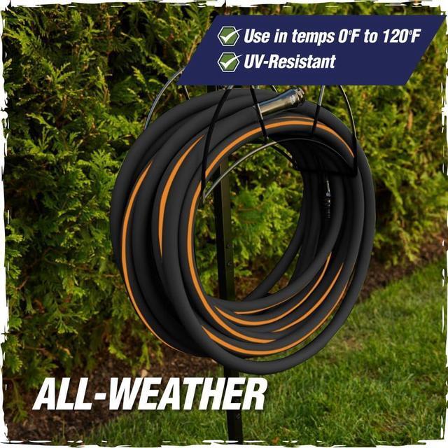 Alt view image 7 of 7 - Rugged Rhino Heavy Duty Flexible Light Weight Garden Hose, 50ft x 5/8in, 4 Layer Leakproof Outdoor Gardening Tools, Watering Supplies, Powerful Water Pressure for Lawn, Flowers, Black Orange