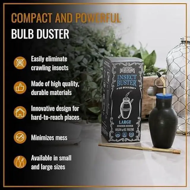 Alt view image 2 of 6 - Dr. Killigan's The Insect Buster - Bulb Duster, Sprayer, Applicator, Dispenser for Diatomaceous Earth and Other Powders - Effective Dust Application Tool - Large (14oz)