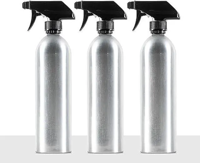 Main image of Aluminum Spray Bottles (3 Pack) 20oz - Silver Metal Aluminum Refillable Spray Bottles, Cleaning Solution, Hair, Plants, Gardening, BBQ Grill, Restaurants, Cooking (New Updated Sprayers)