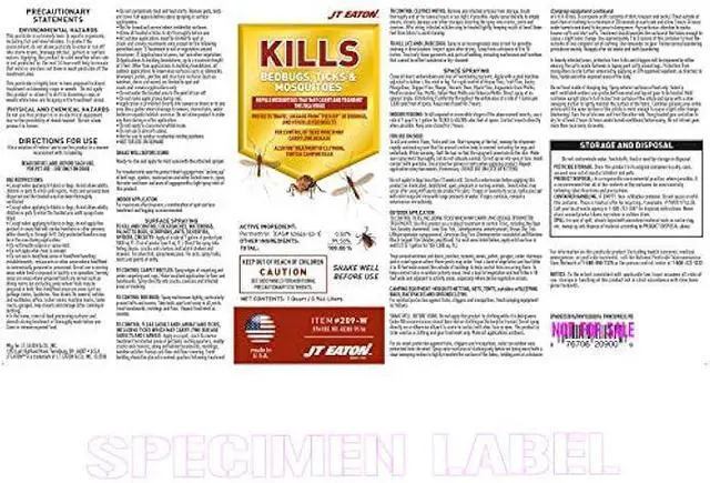 Alt view image 2 of 3 - JT Eaton 209-W Bed Bug, Tick, and Mosquito Killer Spray, Water-Based Insecticide, Quart Sprayer Bottle