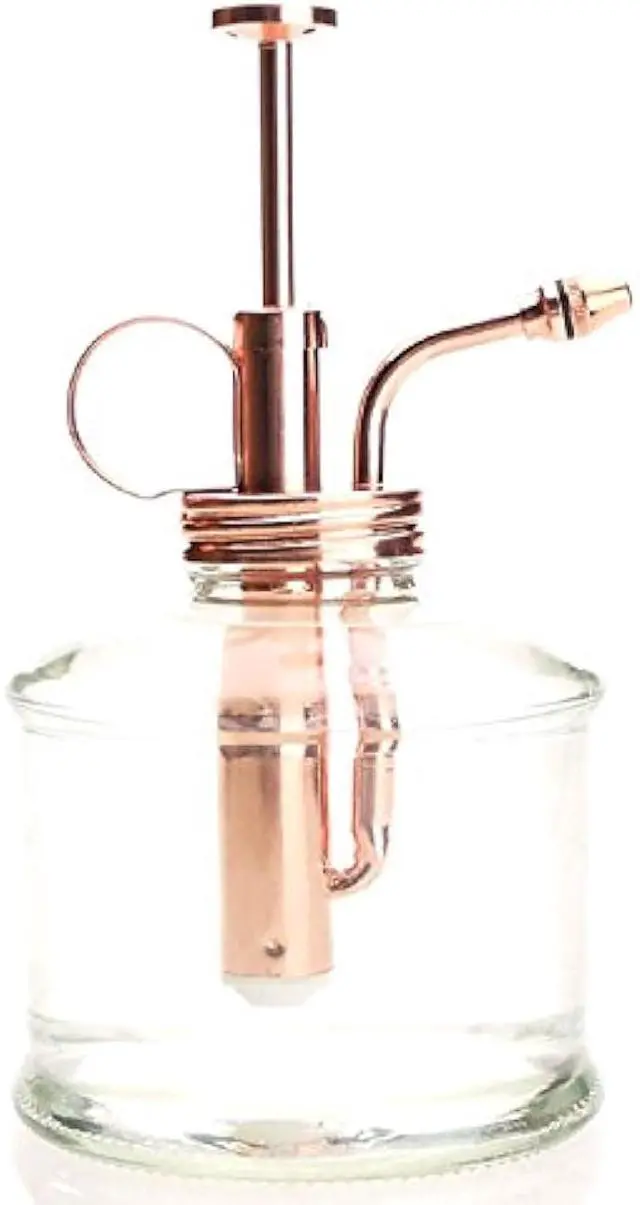 Alt view image 3 of 5 - Plant Mister- Glass Bottle & Brass Sprayer (Clear & Rose Gold)