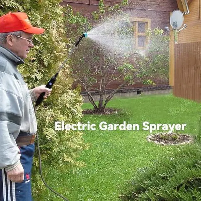 Alt view image 2 of 5 - TOOVEM Electric Garden Sprayer, Portable Battery Powered Watering Wand, Rechargeable Plant Spray Mister with Telescopic Wand, 3 Adjustable Nozzles and 10ft Water Hose for Yard Lawn Weeds Plants