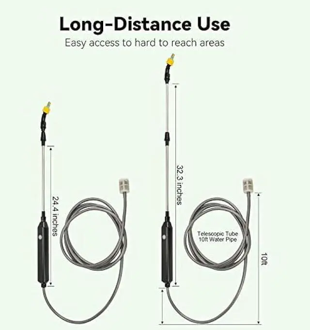 Alt view image 5 of 5 - TOOVEM Electric Garden Sprayer, Portable Battery Powered Watering Wand, Rechargeable Plant Spray Mister with Telescopic Wand, 3 Adjustable Nozzles and 10ft Water Hose for Yard Lawn Weeds Plants