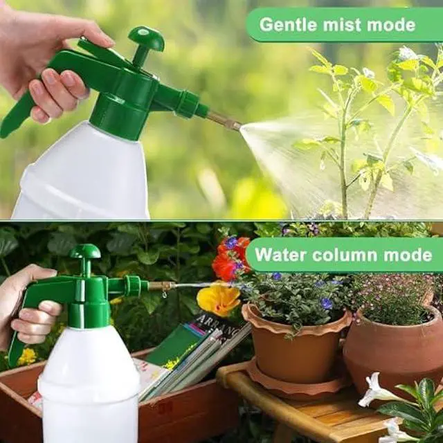 Alt view image 5 of 7 - 2 Pcs 27 oz Handheld Garden Pump Sprayer Bottle Hand Held Lawn Pressure Pump Sprayer with Adjustable Nozzle for Chemicals Watering Weeds (Green)
