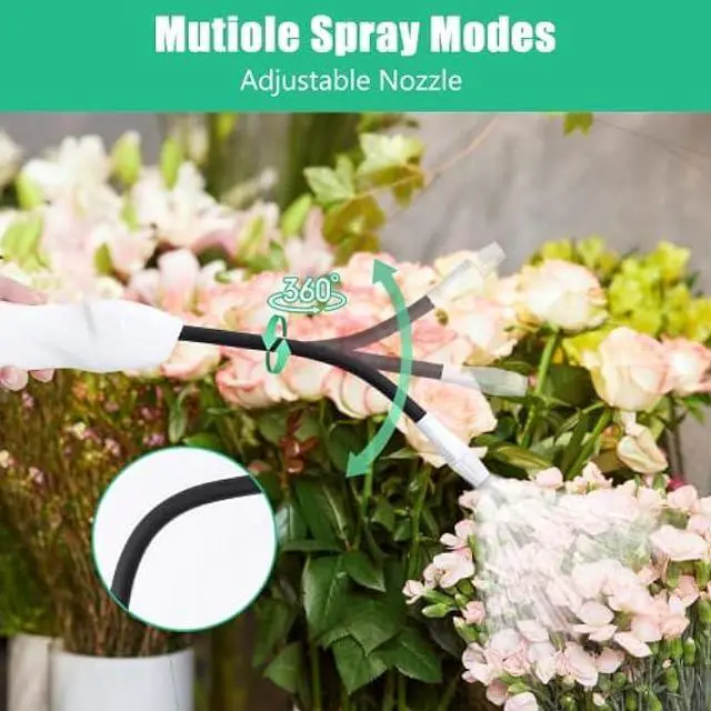 Alt view image 2 of 6 - Electric Spray Bottle 0.5 Gallon with Flexible Wand, Watering Spray Wand Rechargeable Portable Garden Sprayer with 2M Hose Multi-Purpose Plant Mister 2L Sprayer for Plant Watering Car Washing