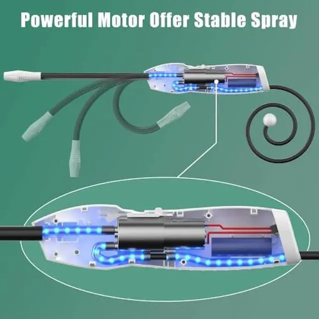 Alt view image 4 of 6 - Electric Spray Bottle 0.5 Gallon with Flexible Wand, Watering Spray Wand Rechargeable Portable Garden Sprayer with 2M Hose Multi-Purpose Plant Mister 2L Sprayer for Plant Watering Car Washing