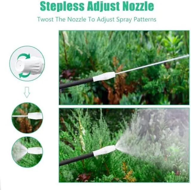 Alt view image 5 of 6 - Electric Spray Bottle 0.5 Gallon with Flexible Wand, Watering Spray Wand Rechargeable Portable Garden Sprayer with 2M Hose Multi-Purpose Plant Mister 2L Sprayer for Plant Watering Car Washing