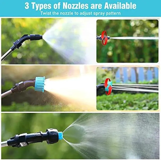 Alt view image 4 of 5 - Battery Powered Sprayer Wand, 23.6inch Electric Sprayer Telescopic Watering Wand with 16.4FT Hose, Rechargeable and Portable Spray Wand for Gardening (3 Nozzles)