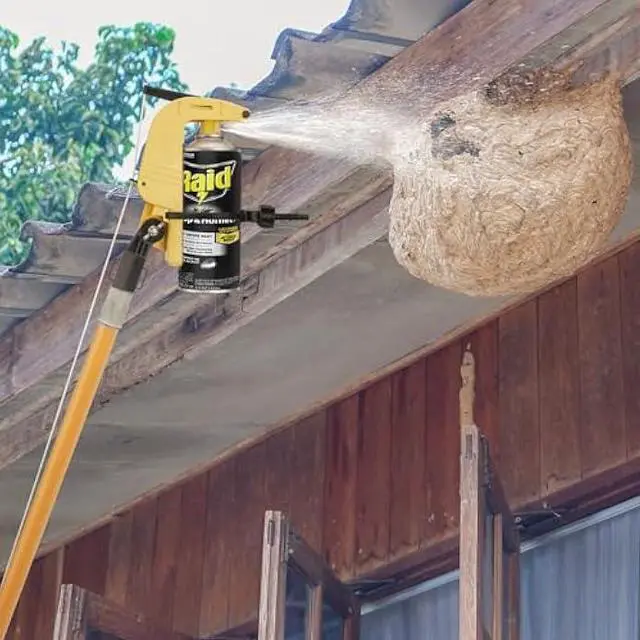 Alt view image 2 of 5 - Heavy Duty Spray Can Extension Pole Adaptor - Adjustable Angle, Spray Can Trigger Handle for Most Aerosol Cans and Powder Dusters, Perfect for Wasp/Hornet Spray, Window Cleaner, Spray Paint, Yellow