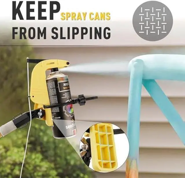 Alt view image 4 of 5 - Heavy Duty Spray Can Extension Pole Adaptor - Adjustable Angle, Spray Can Trigger Handle for Most Aerosol Cans and Powder Dusters, Perfect for Wasp/Hornet Spray, Window Cleaner, Spray Paint, Yellow