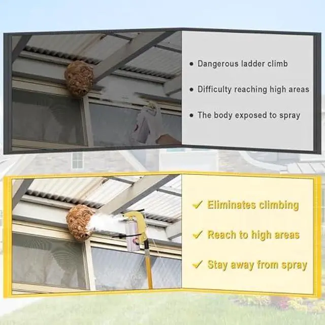 Alt view image 5 of 5 - Heavy Duty Spray Can Extension Pole Adaptor - Adjustable Angle, Spray Can Trigger Handle for Most Aerosol Cans and Powder Dusters, Perfect for Wasp/Hornet Spray, Window Cleaner, Spray Paint, Yellow