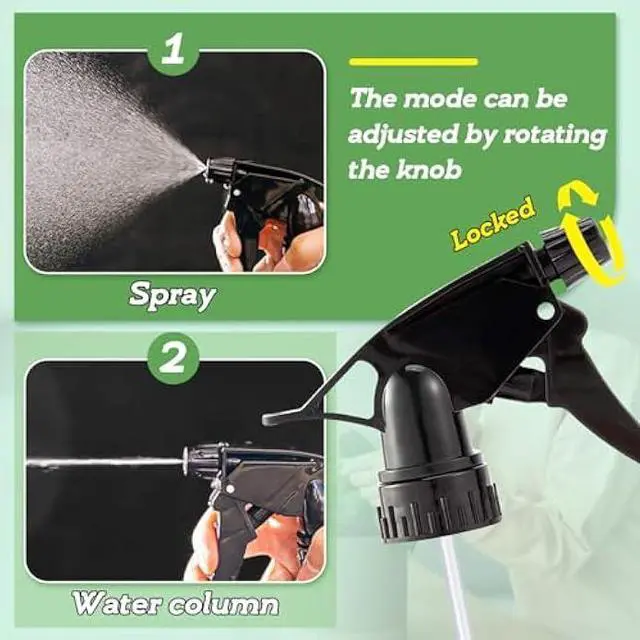 Alt view image 4 of 7 - 6pcs Spray Bottle Replacement Nozzle- Reusable Heavy Duty Mist Spray & Stream Sprayer Replacement Tops Fit Standard 28/400 Neck 32oz, 16oz, 8oz Bottles for Home Office Cleaning Household Gifts, Black