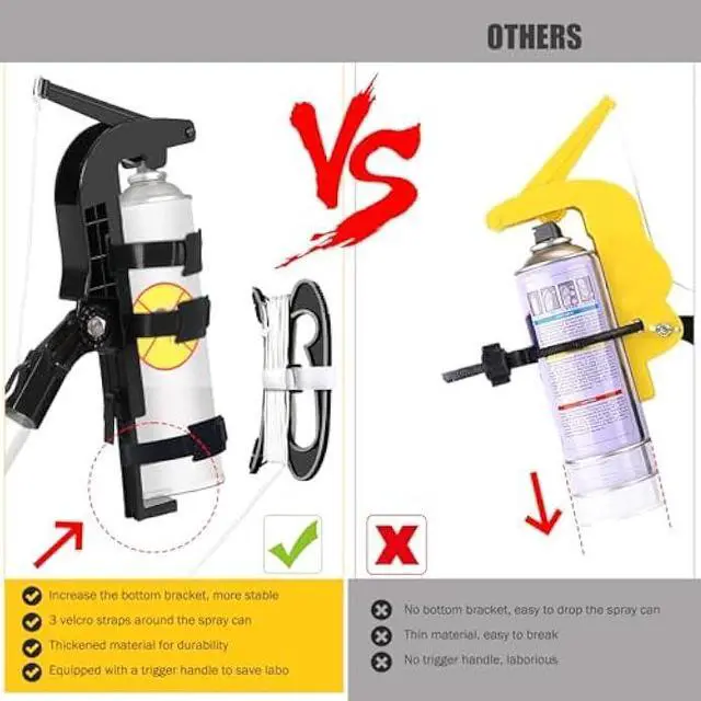 Alt view image 3 of 5 - Spray Can Extension Pole Adaptor, Adjustment Wasp Spray Pole Fit for Wasp/Hornet, Aerosol Can and Powder Duster, Pro Sprayer Adaptor for Spray Paint, Window Cleaner Black