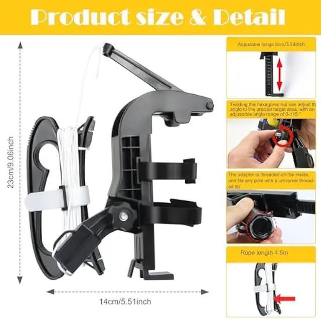 Alt view image 2 of 5 - Spray Can Extension Pole Adaptor, Adjustment Wasp Spray Pole Fit for Wasp/Hornet, Aerosol Can and Powder Duster, Pro Sprayer Adaptor for Spray Paint, Window Cleaner Black