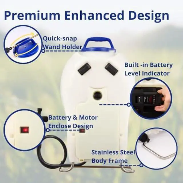 Alt view image 4 of 6 - Sprayers Plus 105Ex Effortless Backpack Sprayer - 20V Lithium Long Battery Life with High Grade Seals & O-Ring, Brass Wand & Nozzle