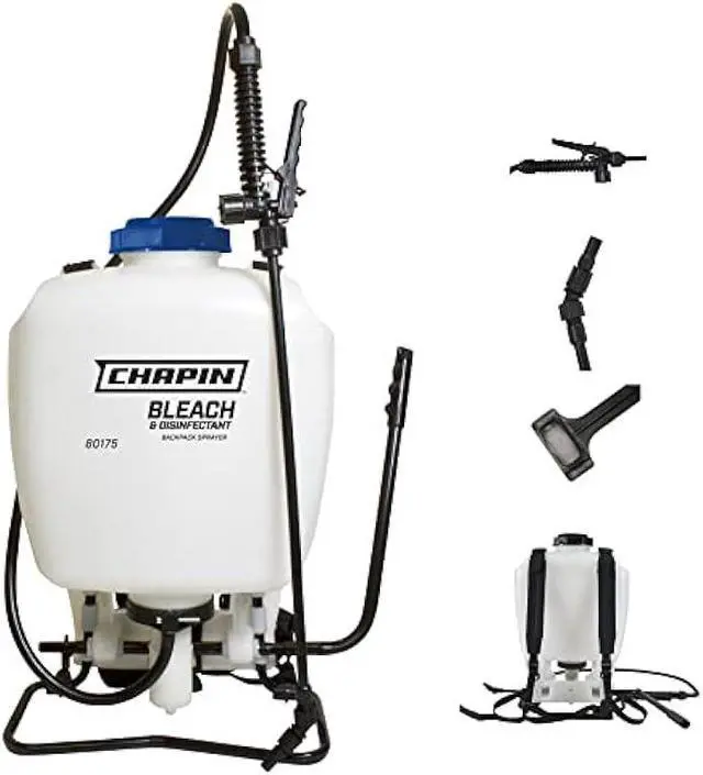 Main image of Chapin International 60175 4 Gallon Backpack Sprayer for Bleach & Disinfecting, Made in The USA, 1-Pack, Translucent White