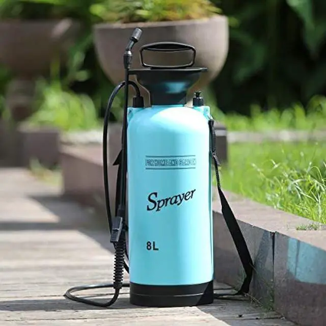 Alt view image 2 of 5 - CLICIC Lawn and Garden Portable Sprayer 2 Gallon/8 L- Pump Pressure Sprayer Includes Shoulder Strap Blue.