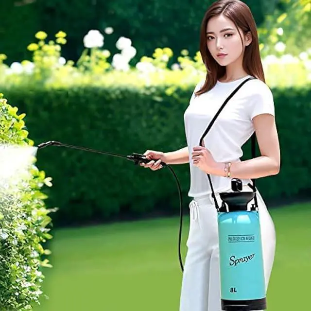 Alt view image 5 of 5 - CLICIC Lawn and Garden Portable Sprayer 2 Gallon/8 L- Pump Pressure Sprayer Includes Shoulder Strap Blue.