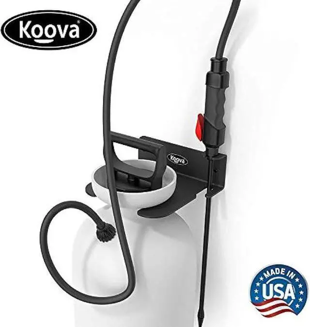 Alt view image 2 of 6 - Koova Garden Pump Sprayer Holder | Wall Mounted Garden Tool Garage Organizer and Storage | FIts Round Bottles up to 2.5 Gallons | for Lawn, Plant, Water Sprayers