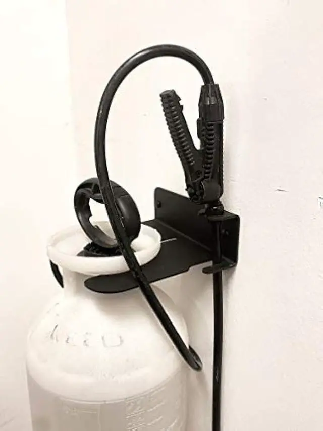 Alt view image 6 of 6 - Koova Garden Pump Sprayer Holder | Wall Mounted Garden Tool Garage Organizer and Storage | FIts Round Bottles up to 2.5 Gallons | for Lawn, Plant, Water Sprayers