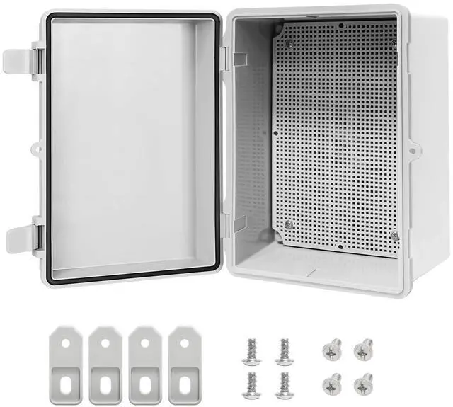 Main image of Junction Box ABS Plastic IP65 Waterproof Dustproof Universal Electrical Enclosure, Hinged Shell Outdoor and Indoor Usage Project Box11.4"x 7.5" x 5.5"(290 x 190 x 140mm), Grey