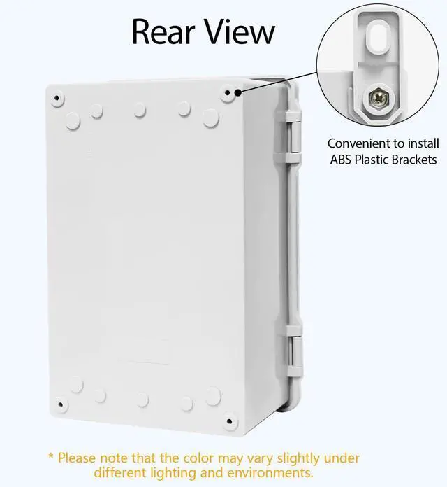 Alt view image 6 of 7 - Junction Box ABS Plastic IP65 Waterproof Dustproof Universal Electrical Enclosure, Hinged Shell Outdoor and Indoor Usage Project Box11.4"x 7.5" x 5.5"(290 x 190 x 140mm), Grey