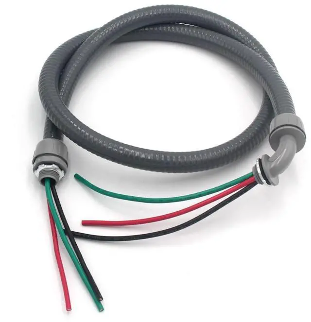 Alt view image 2 of 5 - TAUROX 1/2-Inch 10 Gauge Electrical Wires Liquid Tight Conduit Wire with Ground Nonmetallic Flexible Conduits AC Disconnect Box Outdoor Electrical Whip Kit Power Whip Assembly(6FTx1/2Inch)