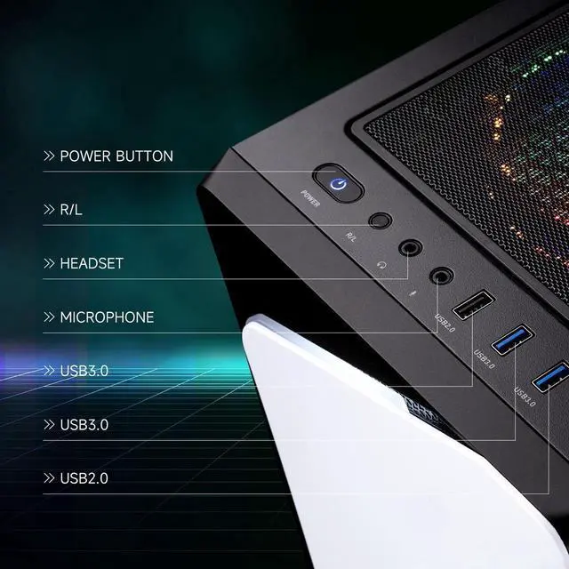 Alt view image 6 of 7 - ICEWOLF Gaming Desktop PC, AMD Ryzen 5 5600GT 6 Core 3.9GHz, 16GB DDR4 3200MHz, 1TB SSD, Windows 11 Home