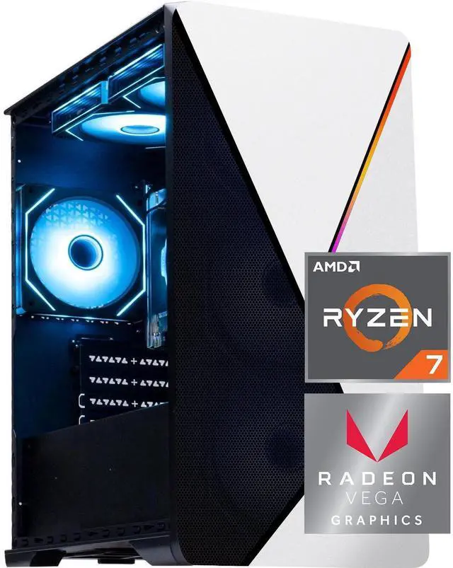 Main image of ICEWOLF Gaming desktop PC - AMD Ryzen 7 5700G 8 core 3.8GHz(up to 4.6GHz) - 16GB DDR4 3200MHz - 1T M.2 NVMe - Windows 11 pro - WIFI -Prebuilt White Gaming PC