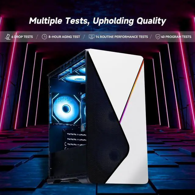 Alt view image 2 of 7 - ICEWOLF Gaming desktop PC - AMD Ryzen 7 5700G 8 core 3.8GHz(up to 4.6GHz) - 16GB DDR4 3200MHz - 1T M.2 NVMe - Windows 11 pro - WIFI -Prebuilt White Gaming PC