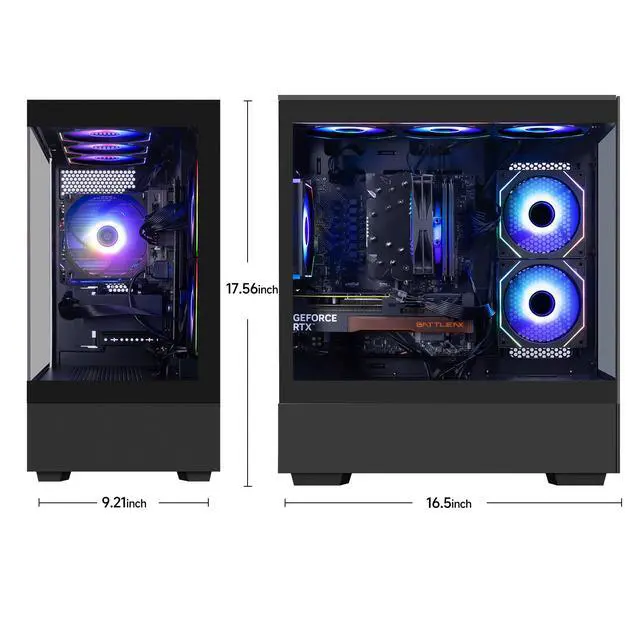 Alt view image 4 of 7 - ICEWOLF Gaming Desktop PC,AMD Ryzen5 9600X,Geforce RTX 5060 8G,16GB DDR5,1TB NVMe SSD,Wi-Fi,Windows 11 Home,Black Prebuilt Pc Computer
