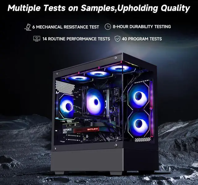 Alt view image 3 of 7 - ICEWOLF Gaming Desktop PC,AMD Ryzen5 9600X,Geforce RTX 5060 8G,16GB DDR5,1TB NVMe SSD,Wi-Fi,Windows 11 Home,Black Prebuilt Pc Computer