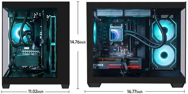 Alt view image 5 of 7 - ICEWOLF Gaming Desktop PC, Ryzen7 5700X, Geforce RTX 5060 8G , 16GB DDR4,1TB NVMe SSD,550W PSU, Liquid Cooler,Wi-Fi,ARGB Fans , Windows 11 ,Prebuilt Gaming Pc New compute