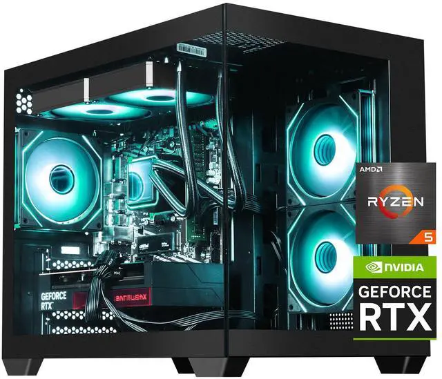 Main image of ICEWOLF Gaming Desktop PC, Ryzen7 5700X, Geforce RTX 5060 8G , 16GB DDR4,1TB NVMe SSD,550W PSU, Liquid Cooler,Wi-Fi,ARGB Fans , Windows 11 ,Prebuilt Gaming Pc New compute