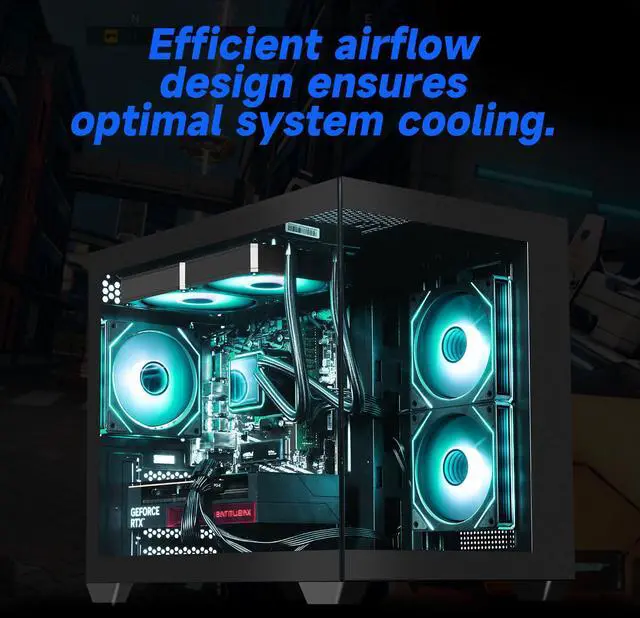 Alt view image 4 of 7 - ICEWOLF Gaming Desktop PC, Ryzen7 5700X, Geforce RTX 5060 8G , 16GB DDR4,1TB NVMe SSD,550W PSU, Liquid Cooler,Wi-Fi,ARGB Fans , Windows 11 ,Prebuilt Gaming Pc New compute