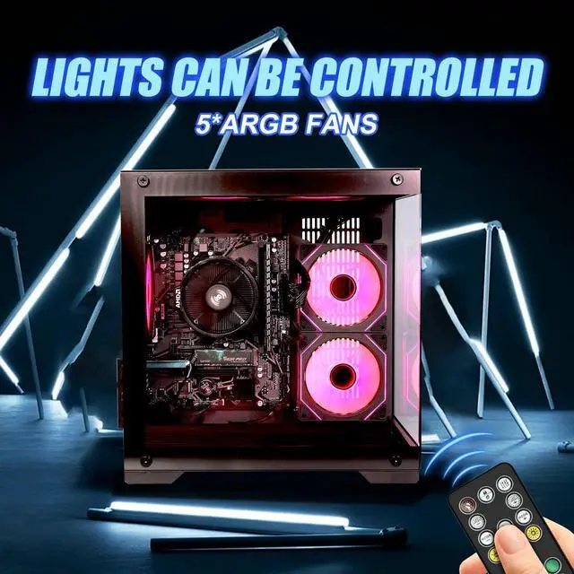 Alt view image 3 of 7 - Gaming desktop PC AMD Ryzen 7 5700G 8 core 3.8GHz(up to 4.6GHz) - 16GB DDR4 3200MHz - 1T M.2 NVMe - Windows 11 pro - WIFI -Prebuilt Gaming pc compute