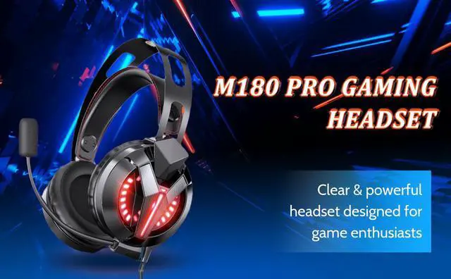 Alt view image 3 of 6 - M180 Pro Wired Gaming Headset Black with Red LED 7.1 Surround Sound for PS4 PS5