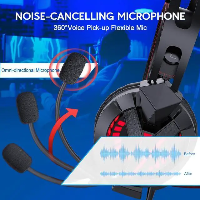Alt view image 2 of 6 - M180 Pro Wired Gaming Headset Black with Red LED 7.1 Surround Sound for PS4 PS5
