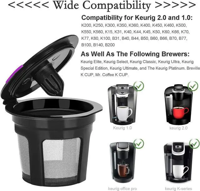 Alt view image 2 of 6 - 6 Pack Reusable K Cups for Keurig Refillable K CUPS Coffee Filters, Stainless Mesh Reusable Coffee Pods Compatible with Keurig 1.0 or 2.0 Keurig Coffee Maker, BPA Free
