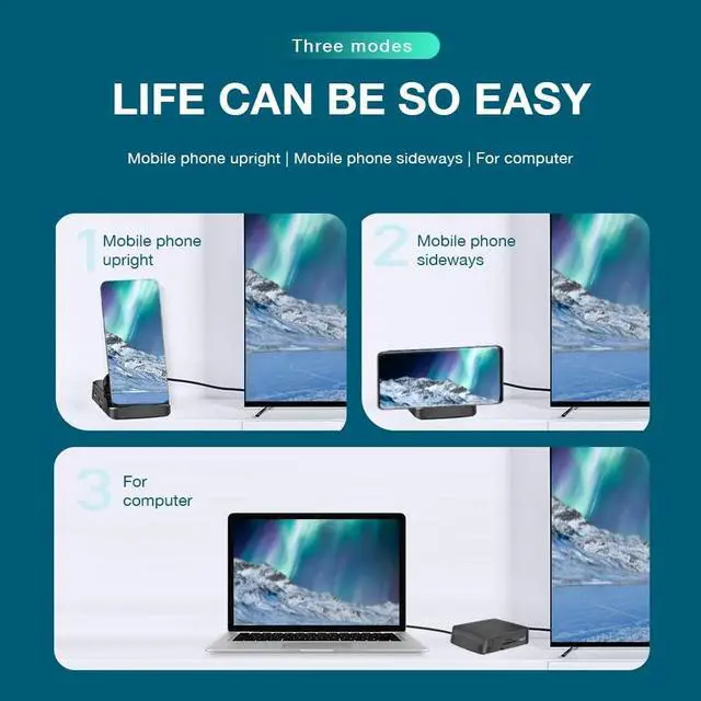 Alt view image 6 of 7 - GKI Docking Station, USB C Mobile Phone to 4K HDMI Hub, 8-in-1 Charging Station, Compatible with Samsung Dex Mode. (Make sure your devices support DP Alt Mode)