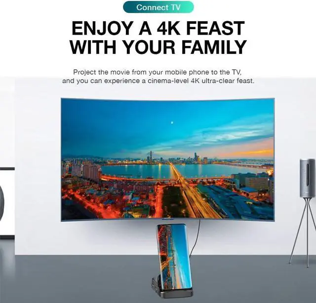 Alt view image 7 of 7 - GKI Docking Station, USB C Mobile Phone to 4K HDMI Hub, 8-in-1 Charging Station, Compatible with Samsung Dex Mode. (Make sure your devices support DP Alt Mode)