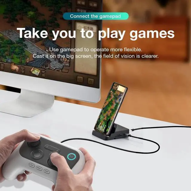 Alt view image 3 of 7 - GKI Docking Station, USB C Mobile Phone to 4K HDMI Hub, 8-in-1 Charging Station, Compatible with Samsung Dex Mode. (Make sure your devices support DP Alt Mode)